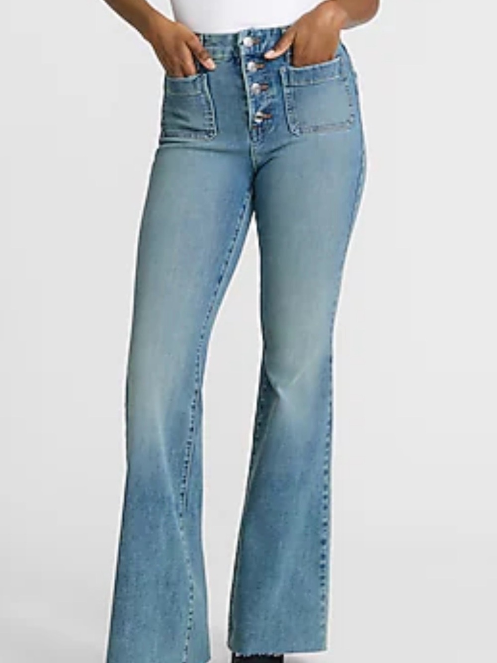 Express Women's Light Blue High-Rise Flare Jeans